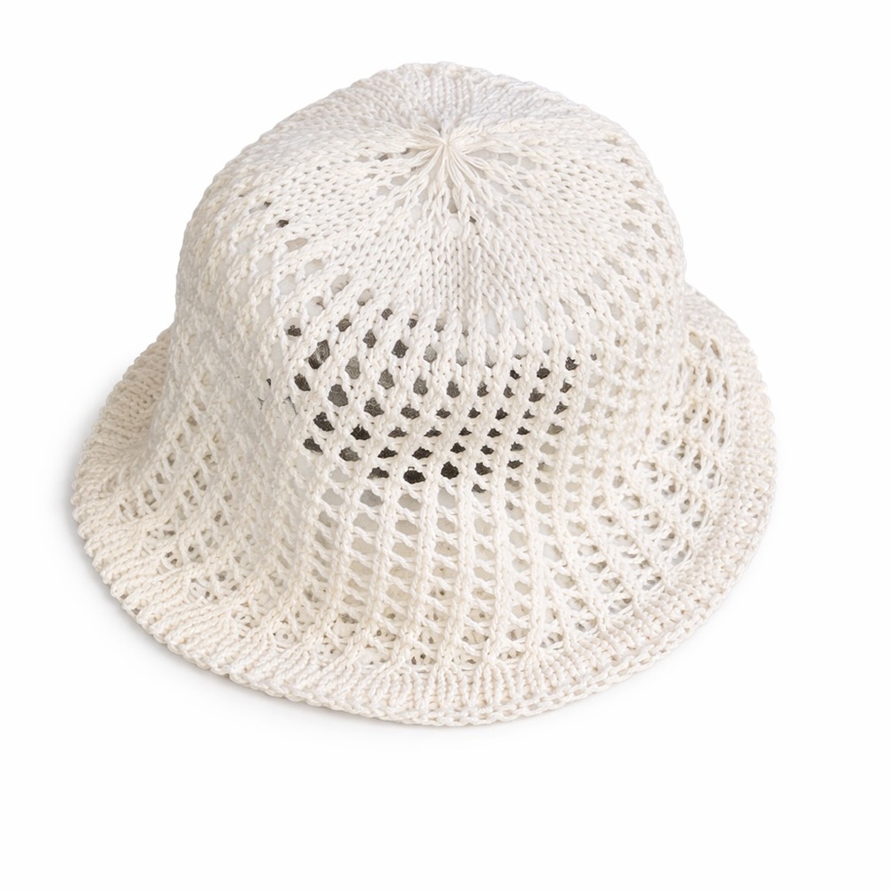 ON 34th White Crochet Knit Bucket Hat One Size Like New Boho Beach Festival
